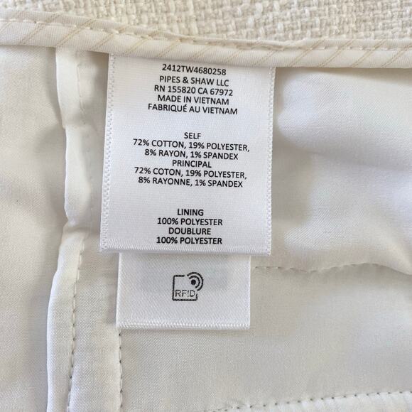 Veronica Beard Gershwin Tailored Shorts Sz 10 Ivory Tweed Navy Trim Buttons - Picture 9 of 12